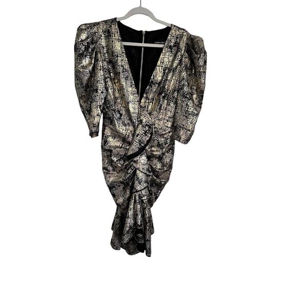 Bronx & Banco Women's Floral Print V-neck Knee-Length ruched  Dress Size Large - Picture 3 of 12